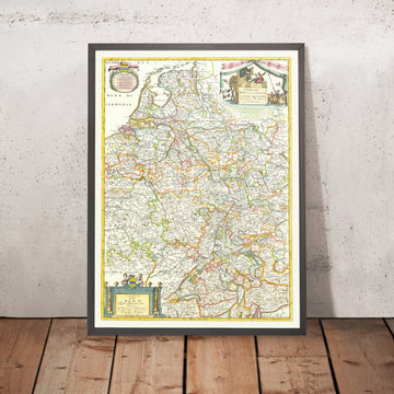 Alte Karte des Rheingebiets in Europa von Coronelli, 1690: Basel, Köln, Frankfurt, Bodensee, Schweizer Alpen 