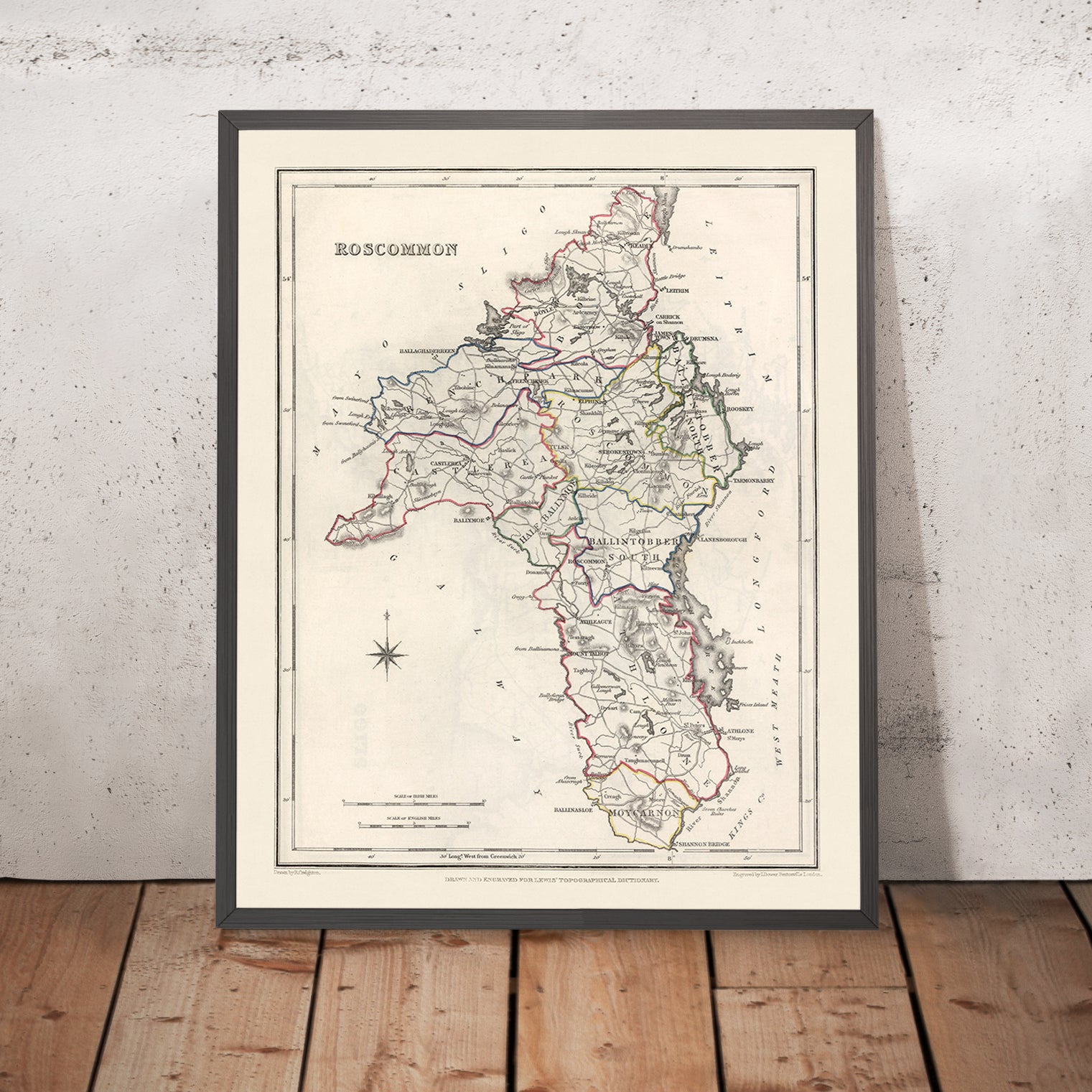Old Map of County Roscommon by Lewis, 1844: Castlerea, Boyle, River Sh ...
