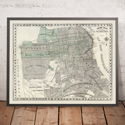 Old Map of San Francisco, 1895: Richmond, Western Addition, Potrero, Mission, Rancho Laguna & San Miguel