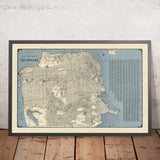 Ancienne carte de rue de San Francisco, 1938 : Pont du Golden Gate, Chinatown, Presidio, Quai des pêcheurs, Fort Mason 