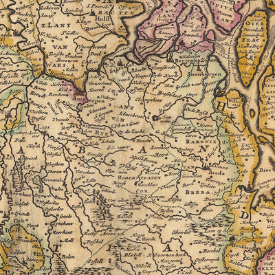 Old Map of The Seventeen Provinces by Visscher, 1690: Amsterdam, Brussels, Luxembourg, Rotterdam, Antwerp