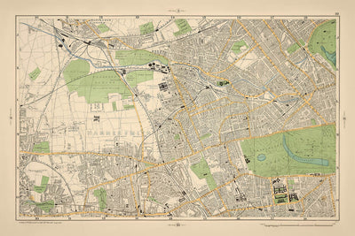 Alte Karte von London, 1900: Hyde Park, Kensington, Hammersmith, Natural History Museum, Wormwood Scrubs