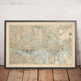 Mapa antiguo del este y centro de Londres, 1900: Torre de Londres, El Támesis, Isla de Perros, Muelles de Londres, Shoreditch 