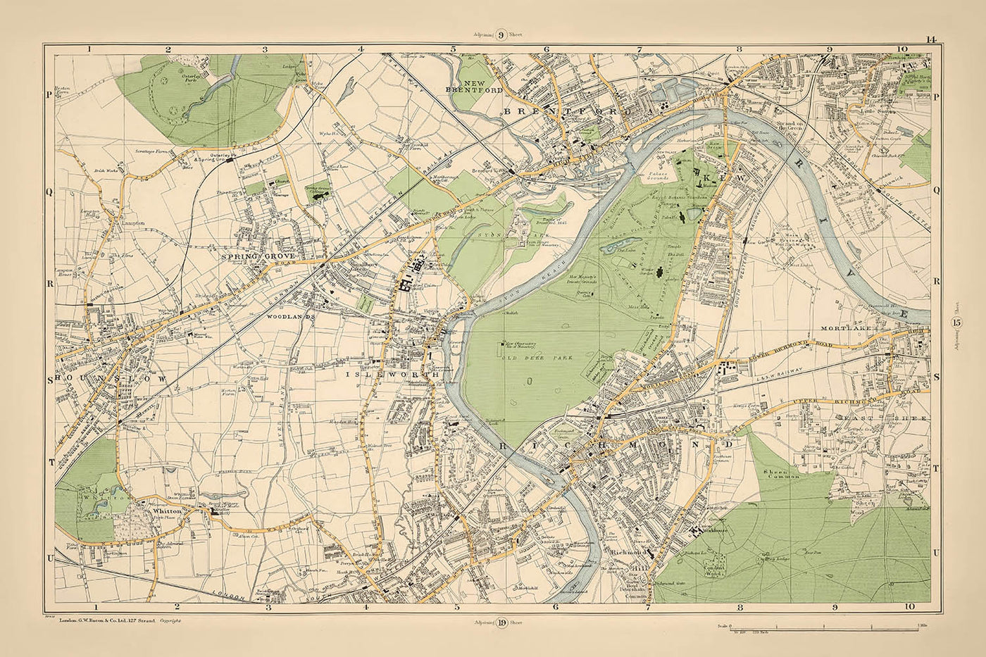 Old Map of West London, 1900: Brentford, Richmond, Kew Gardens, Isleworth, Old Deer Park