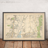 Ancienne carte du nord-est de Londres, 1900 : Edmonton, Tottenham, Walthamstow, réservoirs, Woodford Park 