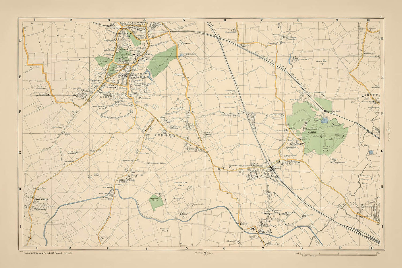 Old Map of Northwest London, 1900: Harrow, Wembley, Greenford, Alperton, Sudbury