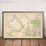 Mapa antiguo del norte de Londres, 1900: Kingsbury, Hampstead Heath, Golders Green, Brent, Belsize, Willesden 