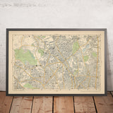 Ancienne carte du centre-nord de Londres, 1900 : Hampstead Heath, Camden, Highgate, Finsbury Park, Stoke Newington 