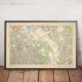 Alte Karte von Ost-Zentral-London, 1900: Clapton, Hackney Downs, Lea Bridge, Stratford, London Fields 