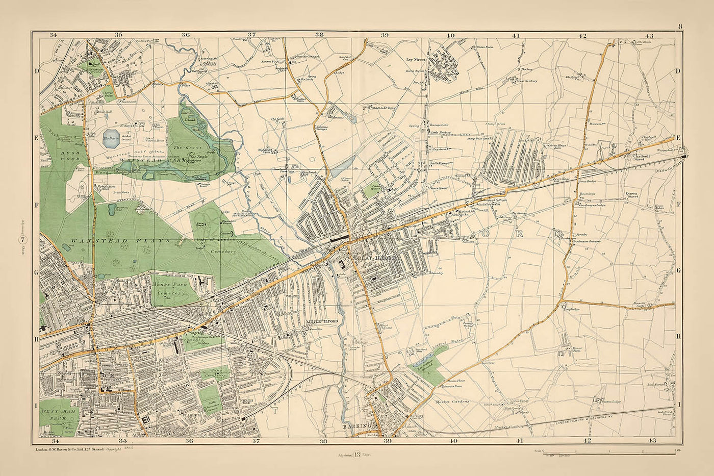 Old Map of East London, 1900: Wanstead, Ilford, Barking, Wanstead Flats, West Ham Park