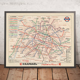 Antigua Mapa Simple del Metro de París, 1939: 14 Líneas 