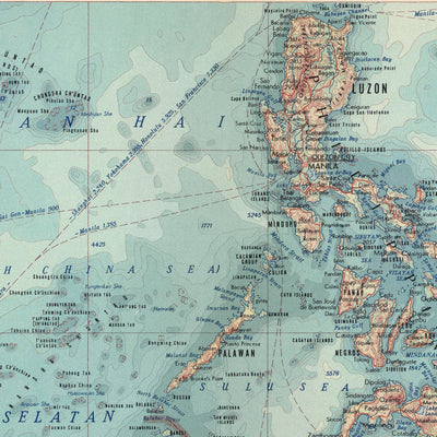Mapa antiguo del sudeste asiático, 1967: Archipiélago asiático o malayo - Indonesia, Malasia, Filipinas, Brunéi 
