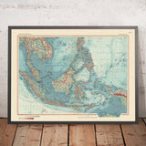 Ancienne carte de l'Asie du Sud-Est, 1967 : Archipel asiatique ou malais - Indonésie, Malaisie, Philippines, Brunei 