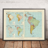 Mappa infografica antica del Sud America, 1967: Grafici politici, sviluppo coloniale, lotte per l'indipendenza 