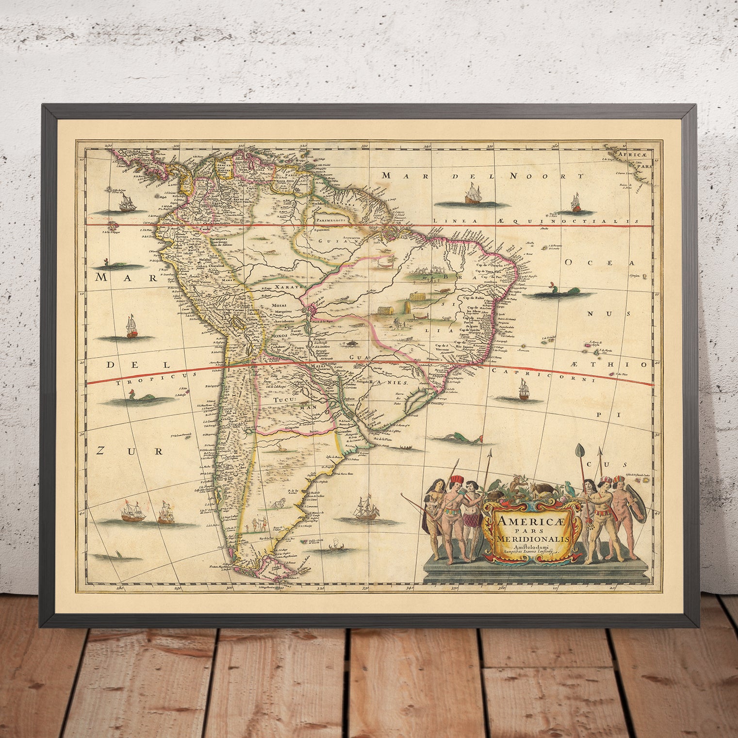 Old Map of South America by Visscher, 1690: Brasilia, Buenos Aires, Fa ...