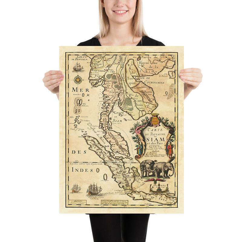 Alte Karte von Thailand und Indonesien von Pierre Du Val, 1686: Ayutthaya, Bangkok, Java, Sumatra, Malakka