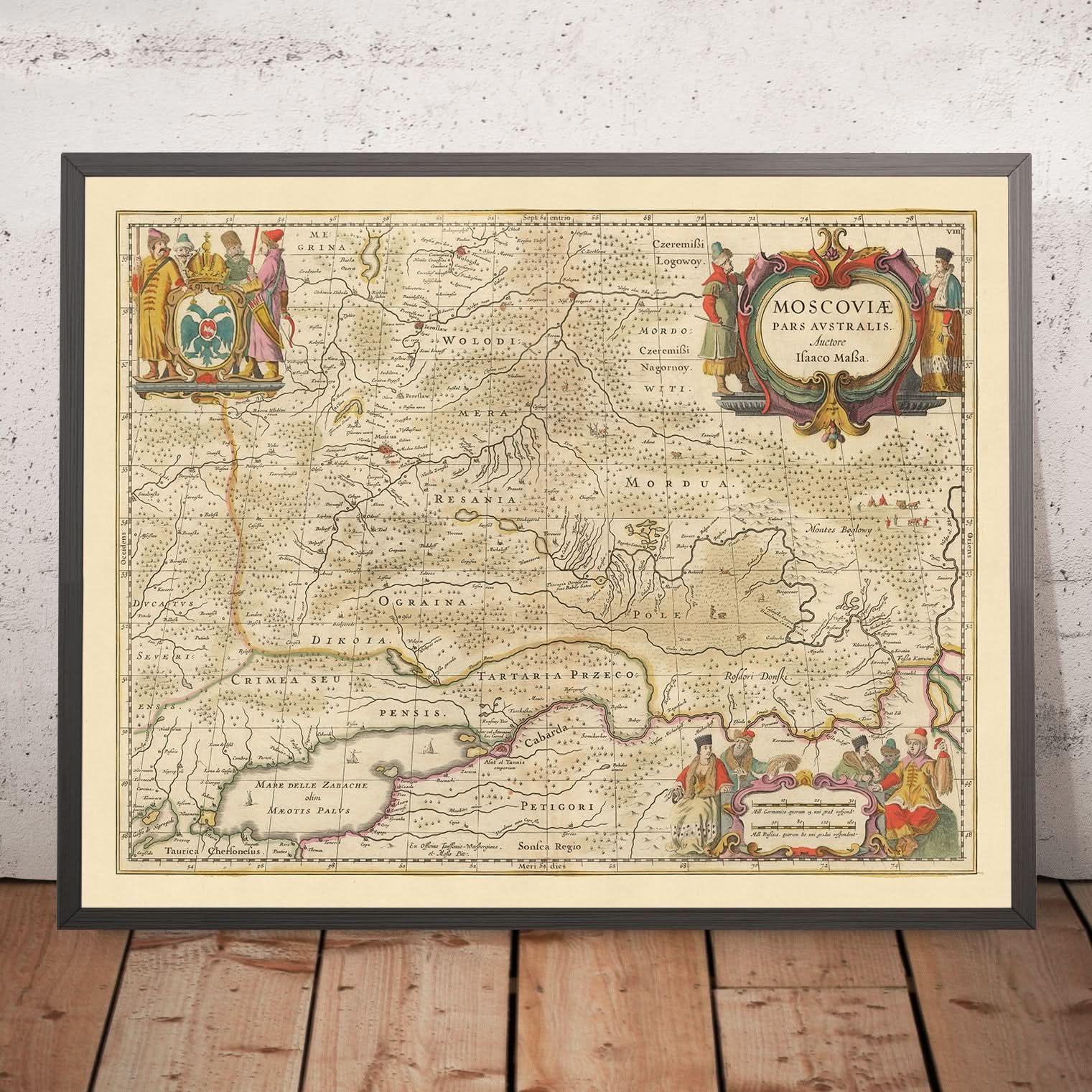 Old Map of Southern Russia by Visscher, 1690: Moscow, Yaroslavl, Volog ...