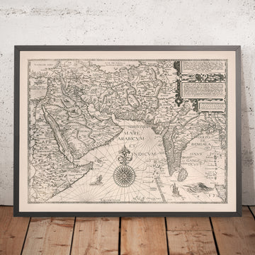 Old Map of Middle East and South Asia by Linschoten, 1595
