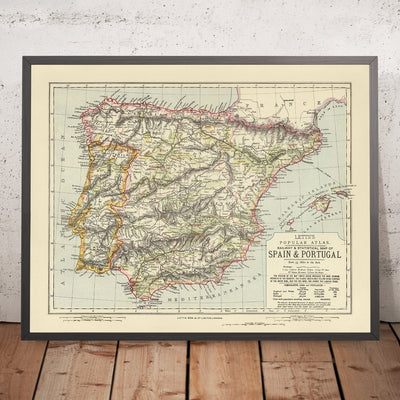 Old Wine Map of Spain & Portugal, 1883: Red Wine, White Wine, Liqueur Viticulture Regions
