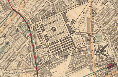 Old Colour Map of North London, 1891 - Camden, Regents Park, Primrose Hill, Kentish Town, Kings Cross - NW1 N1C N7 NW5 NW3 NW8