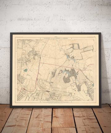 Ancienne carte en couleur du sud-est de Londres, 1891 - Bromley, Beckenham, Sydenham, Southend, Downham - SE26, SE6, BR1, BR2