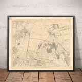 Alte Farbkarte von Südostlondon, 1891 - Bromley, Beckenham, Sydenham, Southend, Downham - SE26, SE6, BR1, BR2 