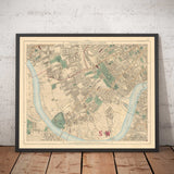 Old Colour Map of West London, 1891- Fulham, Brompton, Battersea, Hammersmith - SW6, SW10, SW15, SW18, SW10, SW11, SW5, W6 W14