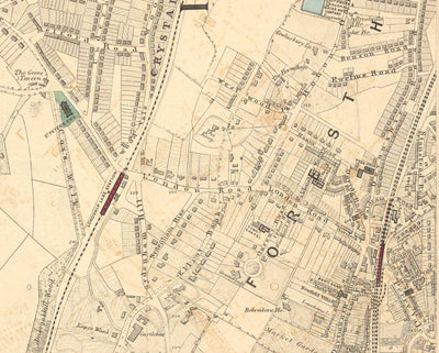Old Colour Map of South London in 1891 - Dulwich, Peckham Rye, Herne Hill, Forest Hill - SE24, SE22, SE21, SE23
