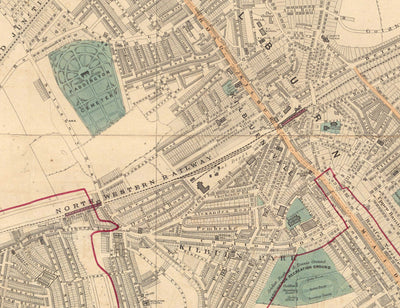 Old Colour Map of West London, 1891 - St Johns Wood, Kilburn, Kensal Green, Finchley Rd, Willesden - NW6, NW8, NW2, W9, W10, NW10