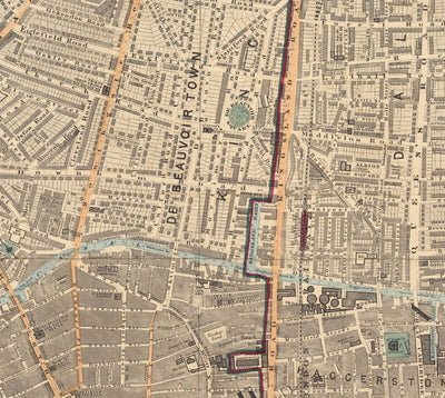 Old Colour Map of East London, 1891 - Hoxton, Haggerston, Dalston, Hackney, Bethnal Green, Shoreditch - N1, N5, E8, E2, EC1