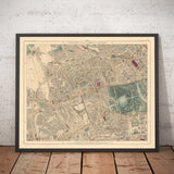 Ancienne carte en couleur de l'ouest de Londres - Notting Hill, Kensington, Portobello Road, Shepherds Bush, Bayswater - W11 W2 W8 SW7 W14 W6 W12 W10