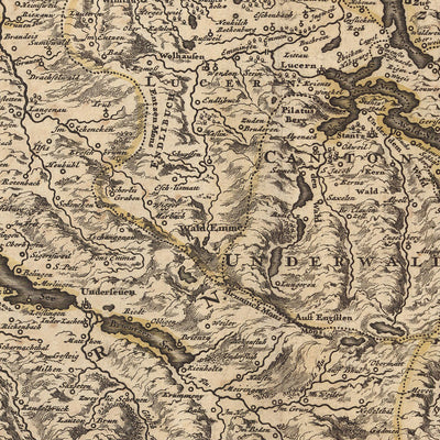Mapa antiguo de Suiza de Visscher, 1690: Berna, Zúrich, Ginebra, Lausana, Parque Regional Gruyère Pays-d'Enhaut