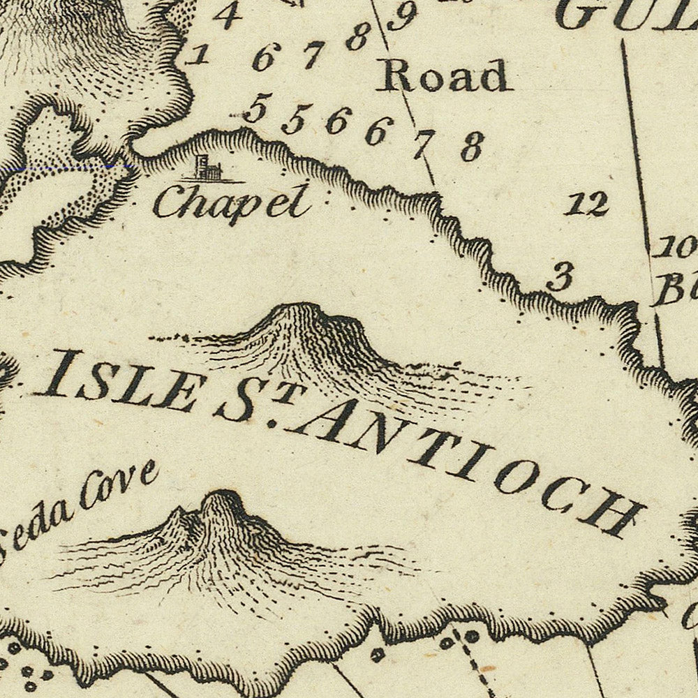 Antigua carta náutica del golfo de Palma de Heather, 1802: Cerdeña, Sant' Antioco, Isola di San Pietro