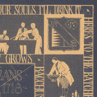 Old Cocktail Recipe Chart by Diboll, 1931: Prohibition Mixology Illustration