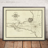 Vieux Port de Longo Sardo, Sardaigne Carte Nautique par Heather, 1802 : Tour, Pointe Rocheuse, Sonde 