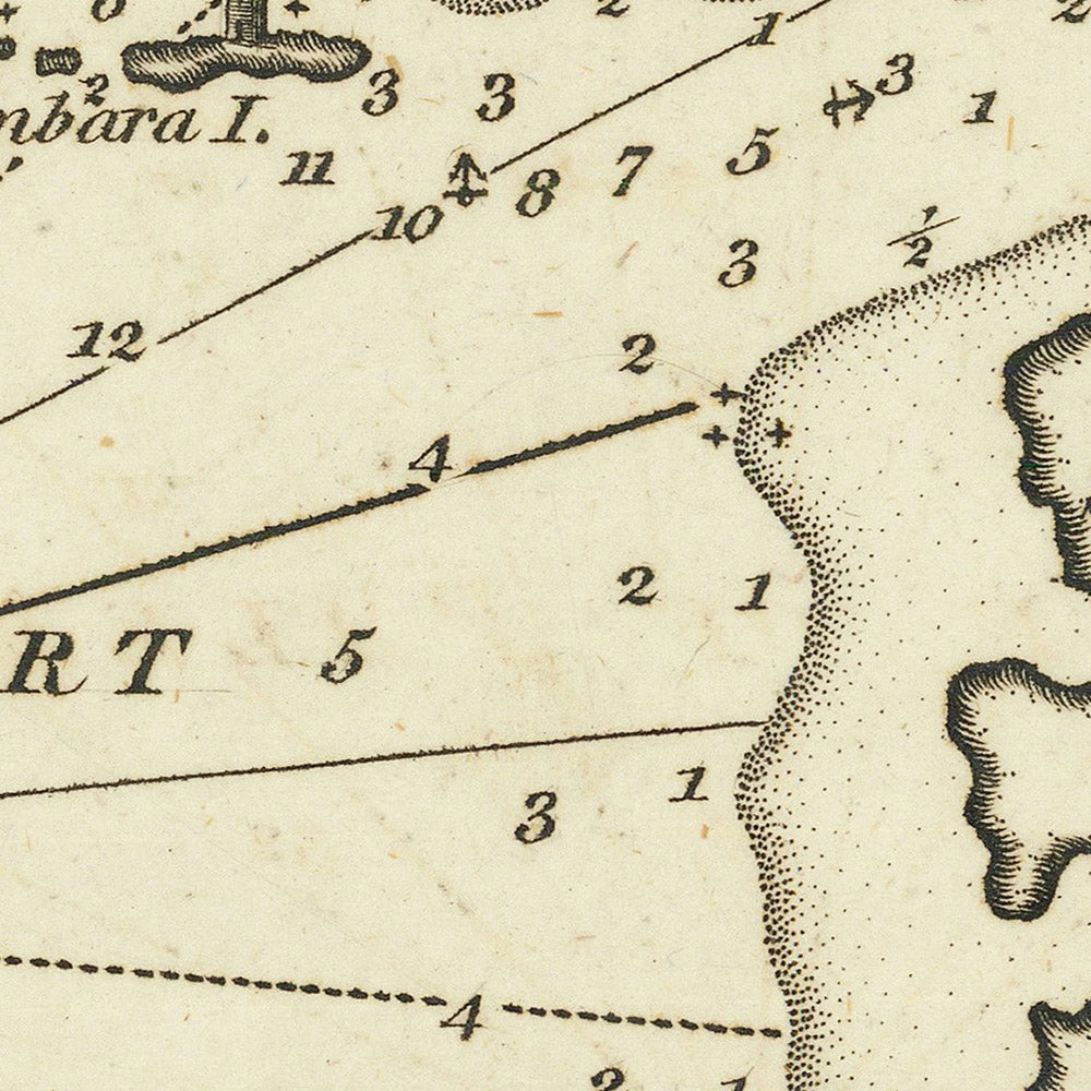 Carte nautique du Vieux-Port de Trapano par Heather, 1802 : fortifications, salines, cabanes de pêche
