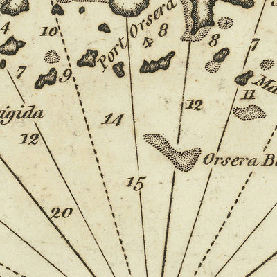 Carte marine de l'ancienne péninsule d'Istrie par Heather, 1802 : Rovinj, Poreč, Vrsar