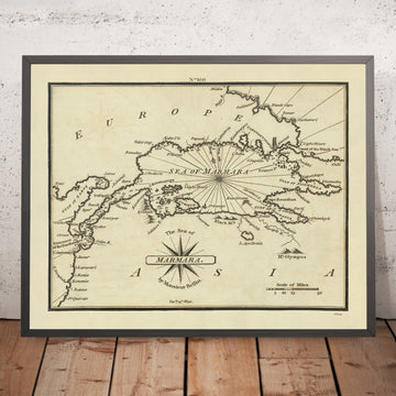 Ancienne carte nautique de la mer de Marmara par Heather, 1802 : Dardanelles, Bosphore, Istanbul, Turquie 