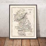 Mapa antiguo del condado de Tipperary por Samuel Lewis, 1844: Clonmel, Nenagh, Thurles, Cashel, Cahir