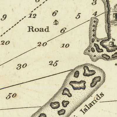 Ancienne carte marine de Tripoli par Heather, 1802 : détails côtiers, forts, aides à la navigation