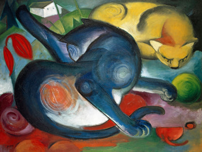 Two Cats, Blue & Yellow by Franz Marc, 1912