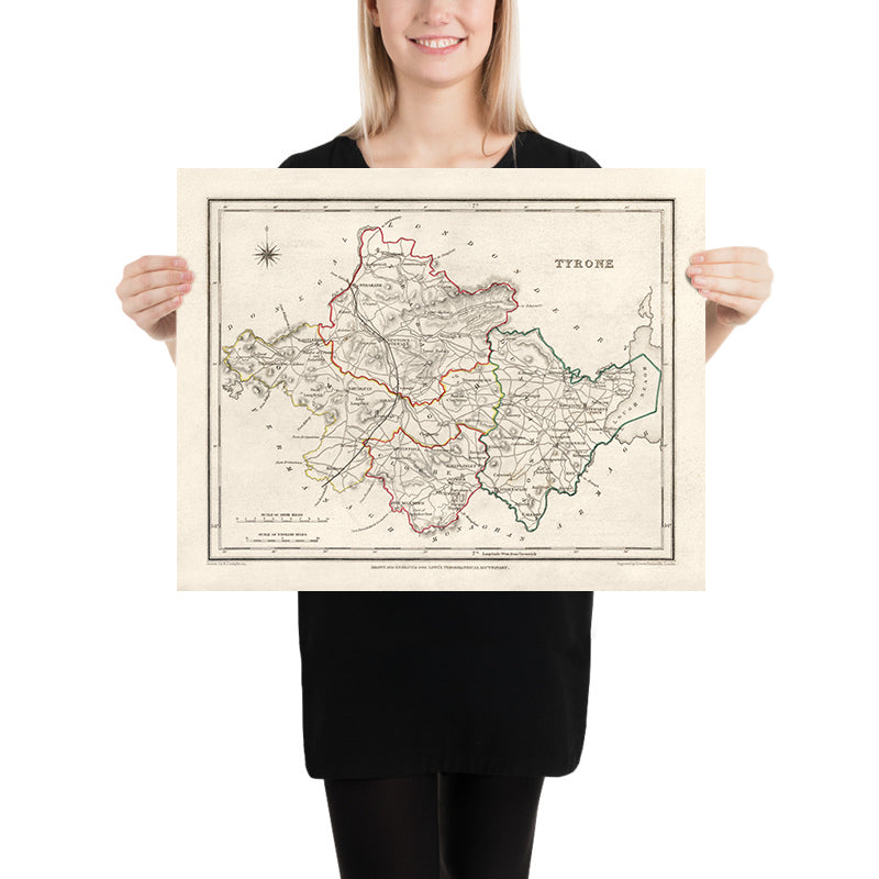 Old Map of County Tyrone by Samuel Lewis, 1844: Omagh, Strabane, Cookstown, Dungannon, Aughnacloy