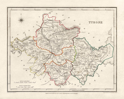 Old Map of County Tyrone by Samuel Lewis, 1844: Omagh, Strabane, Cookstown, Dungannon, Aughnacloy