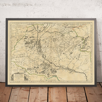 Old Map of Ukraine by Sanson, 1665: Kiev, Dnieper River, Chernihiv, Poltava, Forests