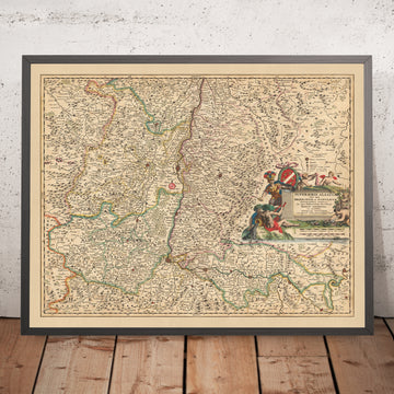 Old Map of Upper Alsace, Breisgau & Sundgau by Visscher, 1690: Basel, Freiburg im Breisgau, Colmar, Mulhouse, Jurapark Aargau