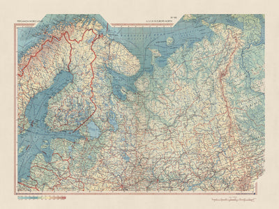 Old Map of USSR in North Europe, 1967: Estonia, Finland, Latvia, Russia, Political & Physical Atlas