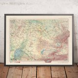 Ancienne carte du Kazakhstan, 1967 : Almaty, Karaganda, Shymkent, lac Balkhach, mer d'Aral 