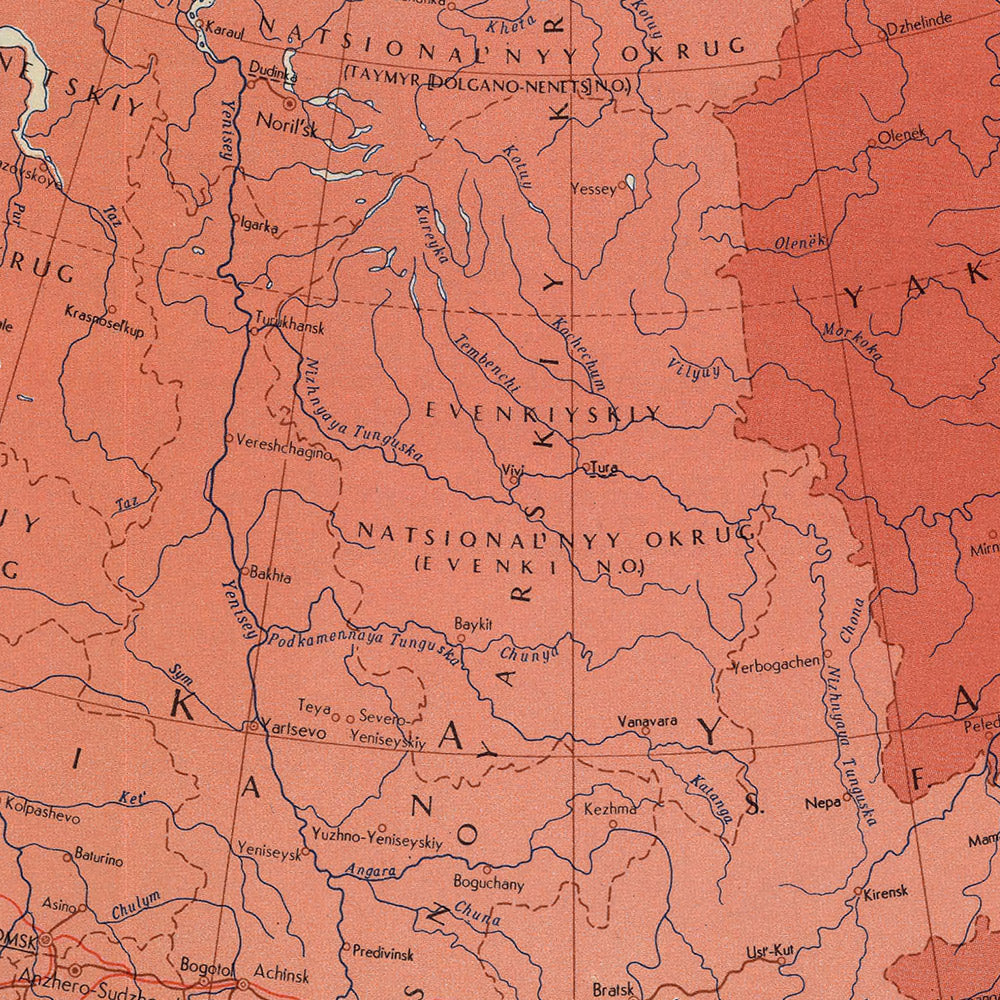 Alte Karte der Sowjetunion vom Topographischen Dienst der polnischen Armee, 1967: Kasachstan, Ukraine, Litauen, Arktischer Ozean, Geopolitik des Kalten Krieges