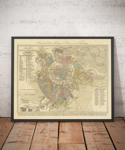 Alte Karte von Wien von Tranquillo Mollo aus dem Jahr 1803 - Augarten, Praterstern, Franzensbrücke, Burggarten, Stadtpark