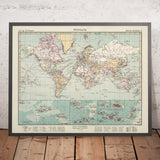 Mappa del mondo tedesca antica (Weltkarte) di Stieler, 1940: Ultimi mesi della Seconda guerra mondiale, Confini politici 